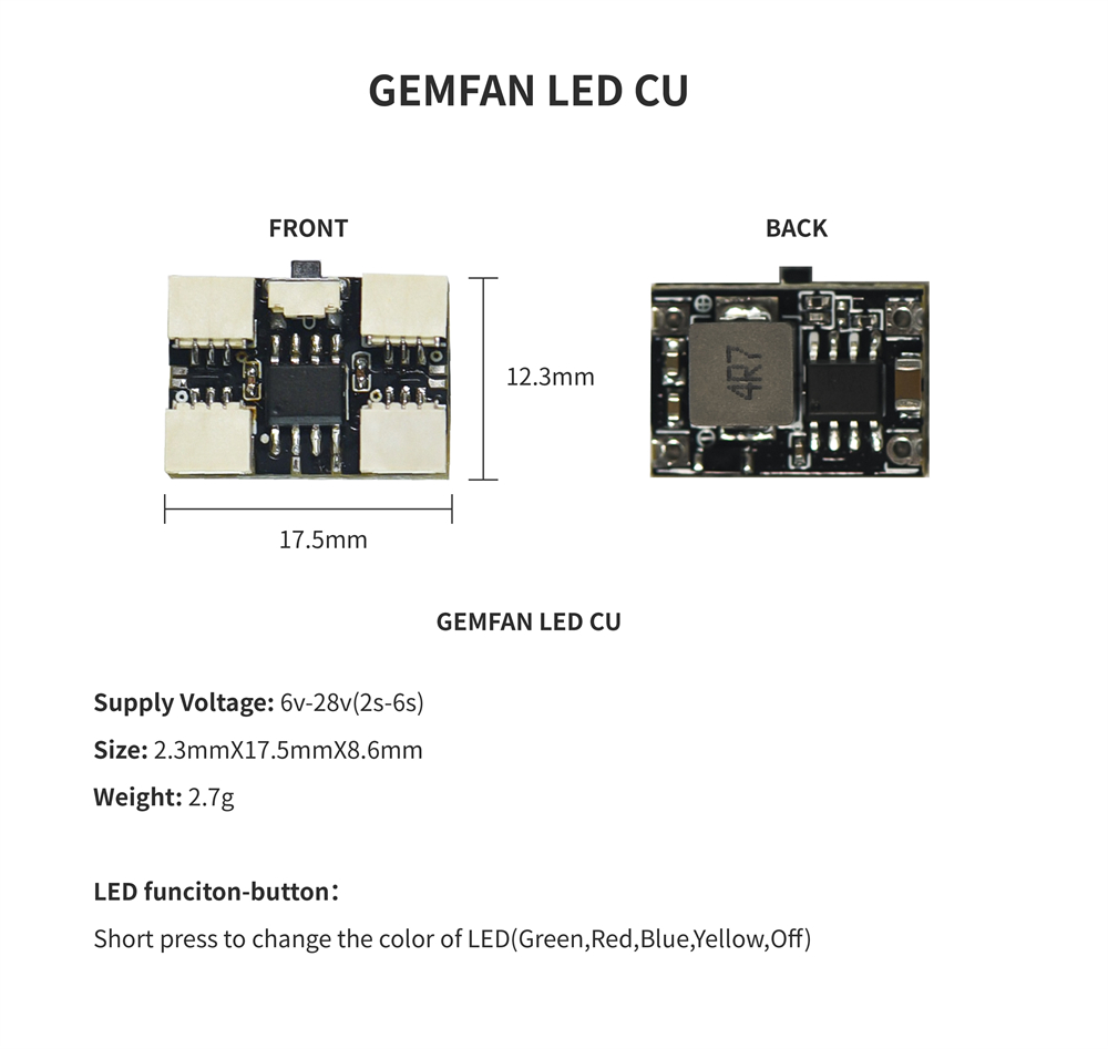 4PCS-GEMFAN-LED-08--LED-20-5V-Programmierbarer-LED-Streifen-fuumlr-Arm--CU-Controller-Modul-2-6S-fuu-2020356-3